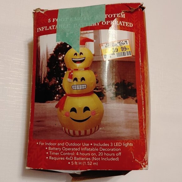 CUTE 5 foot emoticon totem inflatable battery operated - Picture 1 of 4